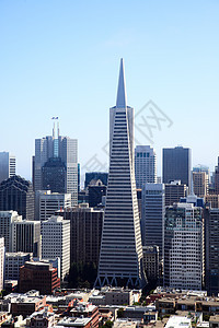 旧金山的天际市中心城市建筑学丘陵摩天大楼地标旅行办公室金字塔商业背景图片
