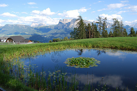 山区湖晴天生态顶峰全景旅游环境风景地块镜子反射图片