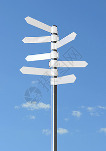 方向标志街道白色路标天空指导指示牌邮政展示蓝色空白图片