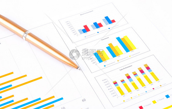 财务图表和笔经济数据计算销售报告交换帐户商业统计圆珠笔图片