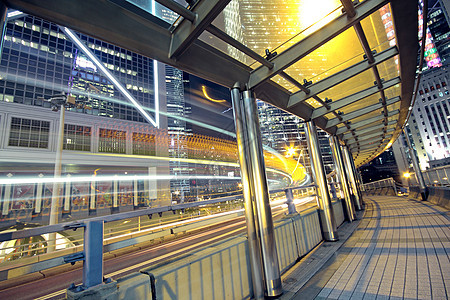 香港交通之夜和人行桥商业运动行人轨迹旅行立交桥运输速度场景改革图片