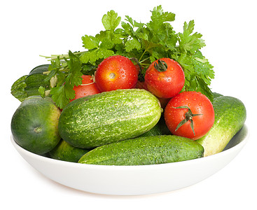 新鲜蔬菜盘子农业花园生物香菜黄瓜白色市场团体背景图片