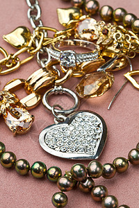 金金珠宝首饰手镯礼物女性石头展示宝气宝藏软垫水晶珠光图片