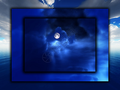 许多天空月夜蓝色气氛矩形白色长方形天气景观卫星月亮图片
