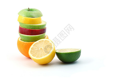 白色背景上的苹果维生素杂货店香橼果味绿色橙子异国食物情调黄色图片