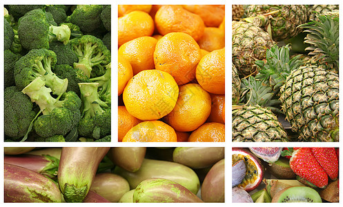 水果和蔬菜市场营养生产果味食物纤维青菜拼贴画食品早餐图片
