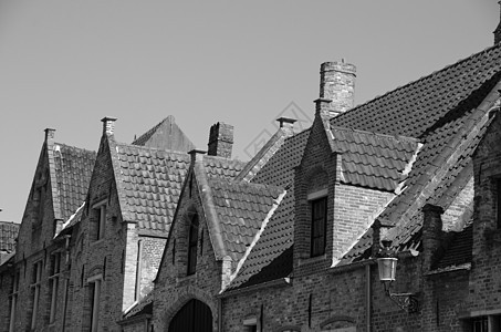 春天期间布鲁日颜色雕像历史景观房子天空反射正方形建筑学建筑历史性图片