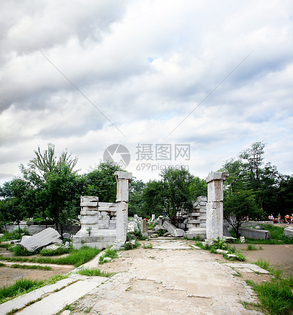 元明源宫的废墟建筑学石头烧伤遗产历史天空遗迹首都闲暇王朝图片