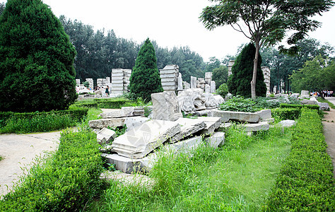 元明源宫的废墟天空文化石头首都烧伤岩石建筑学遗产摄影公园图片