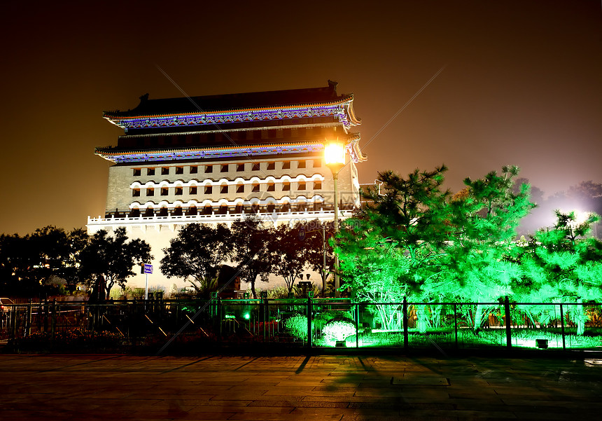 北京新重建的清门购物区北京街道首都照明历史性建筑建筑学城市古董地标历史图片