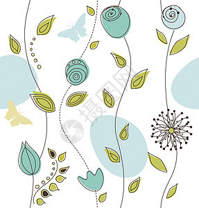 美丽的无缝花卉模式玫瑰风格剪贴季节植物学纺织品墙纸植物蝴蝶蓝色图片