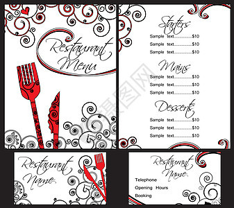 矢量菜单模板商业插图刀具公司卷曲餐厅小酒馆身份食物黑色图片