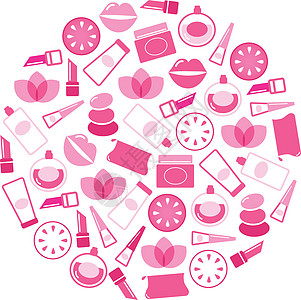 以白色背景(粉红色)隔离的女性美貌和SPA图标环球(粉色)图片