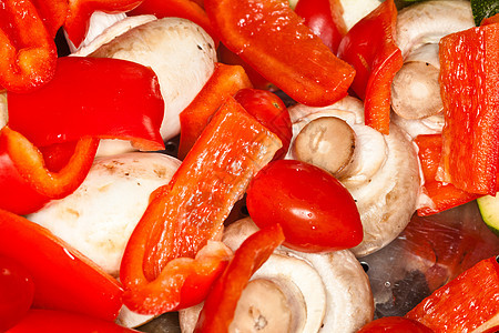 蔬菜卡布洋葱食物烹饪绿色烧烤胡椒红色午餐炙烤营养图片