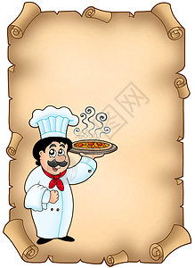 配有厨师比萨饼的羊皮纸图片