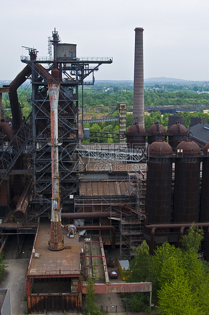 杜伊斯堡北煤炭生产首都建筑衰变金属烟囱植物公园爆破图片