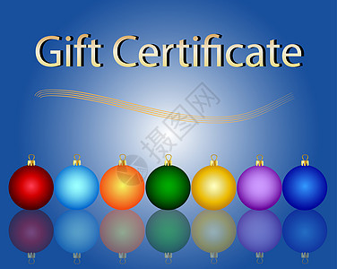 圣诞礼品证书证礼物插图金子蓝色优惠券卡片礼物盒曲线雪花星星背景图片