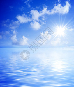 海景波纹气候镜子太阳天气蓝色阳光射线反射辉光图片