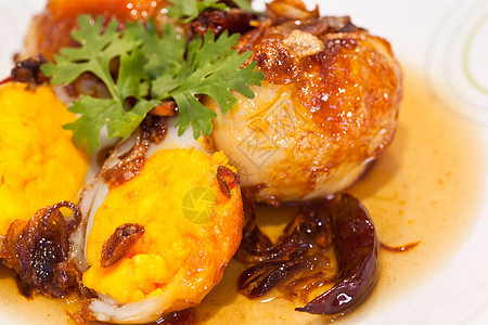炸鸡蛋加糖酱蔬菜烹饪餐厅午餐洋葱植物文化菜单食物粮食图片