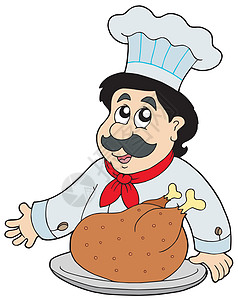 带烤肉的卡通厨师图片