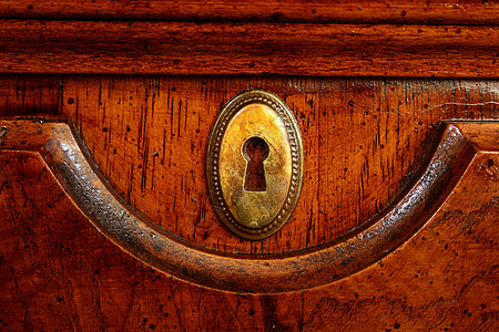 木门风格古董梳妆台橡木内阁黄铜设计师木头镶板装潢图片