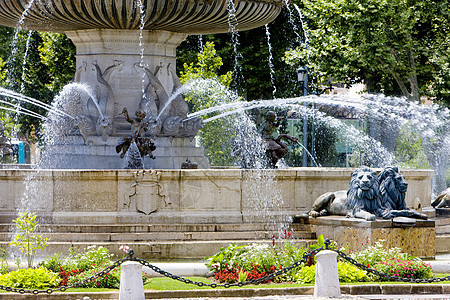 法国普罗旺斯州普罗旺斯艾克斯市La Rotonde喷泉艺术雕塑外观地区大道大厅部门城市市政圆形图片