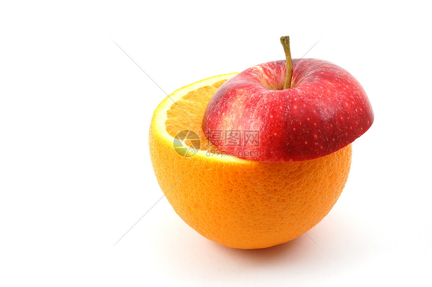 白色背景上的苹果红色热带杂货店水果情调食物柠檬绿色香橼异国图片