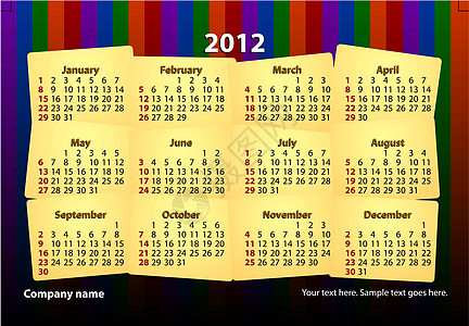 2012 年卡时间日历桌面创造力打印桌子背景图片