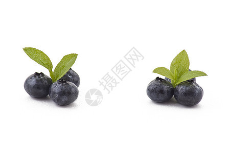 蓝莓绿色树叶食物小吃水果圆形甜点美食蓝色饮食图片