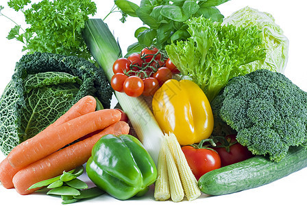 新鲜蔬菜橙子菜花萝卜维生素农业市场绿色红色黄瓜玉米图片
