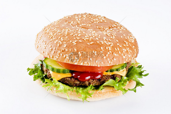 牛肉汉堡汉堡白色包子餐厅食物芝士面包桌子洋葱芝麻图片