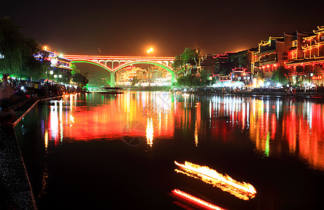 中国凤凰城夜幕风景餐厅建筑派对少数民族酒吧村庄红色城市吸引力房子图片