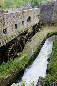 法国 布列塔尼城墙旅行世界历史性磨轮墙壁轮子建筑物历史水车图片
