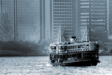 香港维多利亚港渡渡轮建筑蓝色商业血管驳船海岸港口海洋青色渡船图片