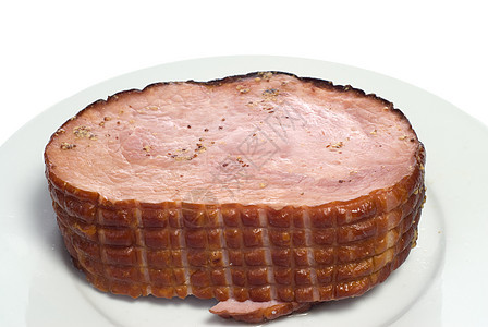 切成火腿盘子美食白色粉色熏制香料腰部午餐猪肉图片