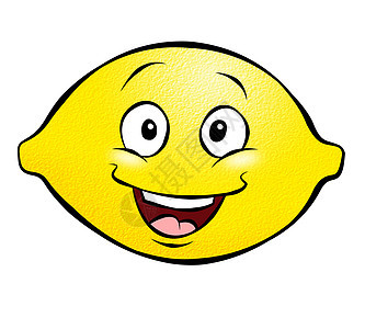 卡通柠檬黄色卡通片水果插图快乐微笑背景图片