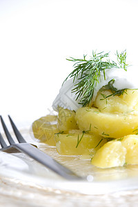 德国土豆沙拉食品盘子静物蔬菜食物膳食美食营养沙拉菜肴图片
