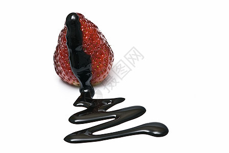 带巧克力的草莓推介会奶油排水糖浆营养液体厨房餐厅水果风格图片