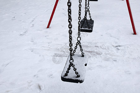 冬季公园国家降雪白色天气雪景季节冻结座位季节性秋千图片