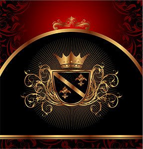 设计包装的黄金古金框架黑色地毯繁荣漩涡状插图奢华装饰品纹章背景金子图片