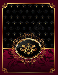 带有徽章的金形圆金板繁荣庆典框架奢华包装装饰品金子标签纹章插图背景图片