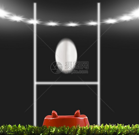 橄榄球踢到橄榄球场的柱子杯子冠军胜利运动竞赛游戏场地邮政乐趣草地图片