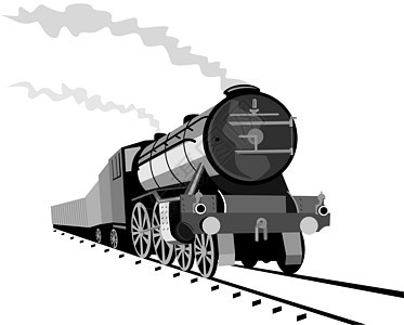 古老的蒸汽火车机车插图艺术品过境货运运输乘客货物铁路图片