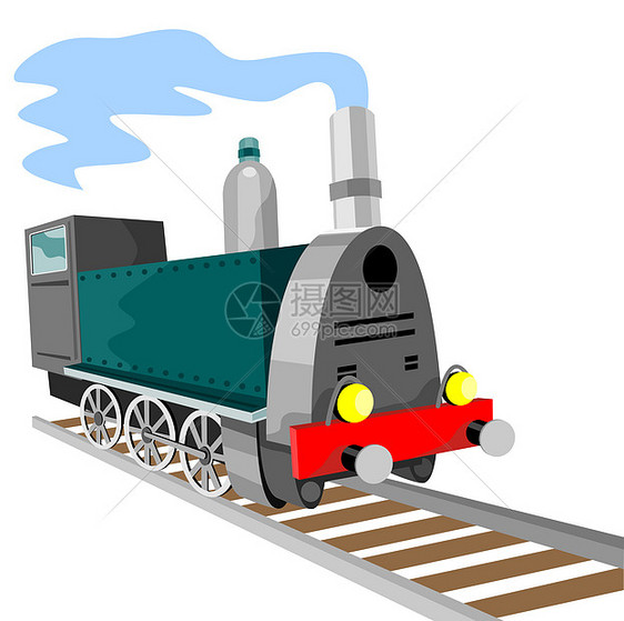 古老的蒸汽火车机车运输铁路货物艺术品乘客过境货运插图图片