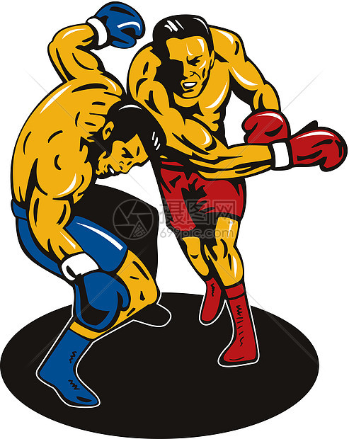 连接击出拳的框框肌肉手套拳击冠军运动冲孔插图艺术品竞争者男人图片