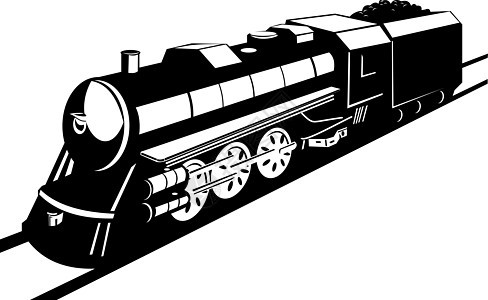 古老的蒸汽火车机车过境货物艺术品运输插图货运铁路乘客图片