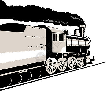 古老的蒸汽火车机车铁路艺术品乘客运输货物插图货运过境图片