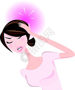头痛的妇女女士秘书疼痛夹子压力医院紫色头发流感艺术图片