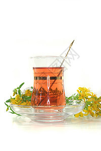 圣约翰的茶自然草本植物植物疗法草药药物黄色花草花朵图片