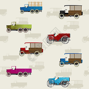 古型汽车车型车轮艺术运输木头卡车绘画草图插图图片